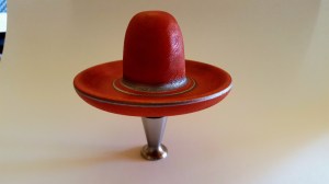 bottle stopper with southwestern theme wood turned hat