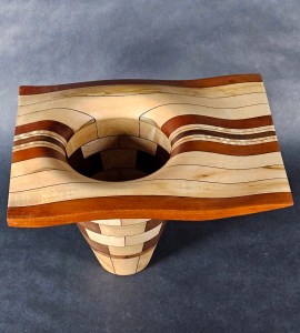 wood turned vase-Segmented cut blocks to create a unique Pattern for exceptional visual interest